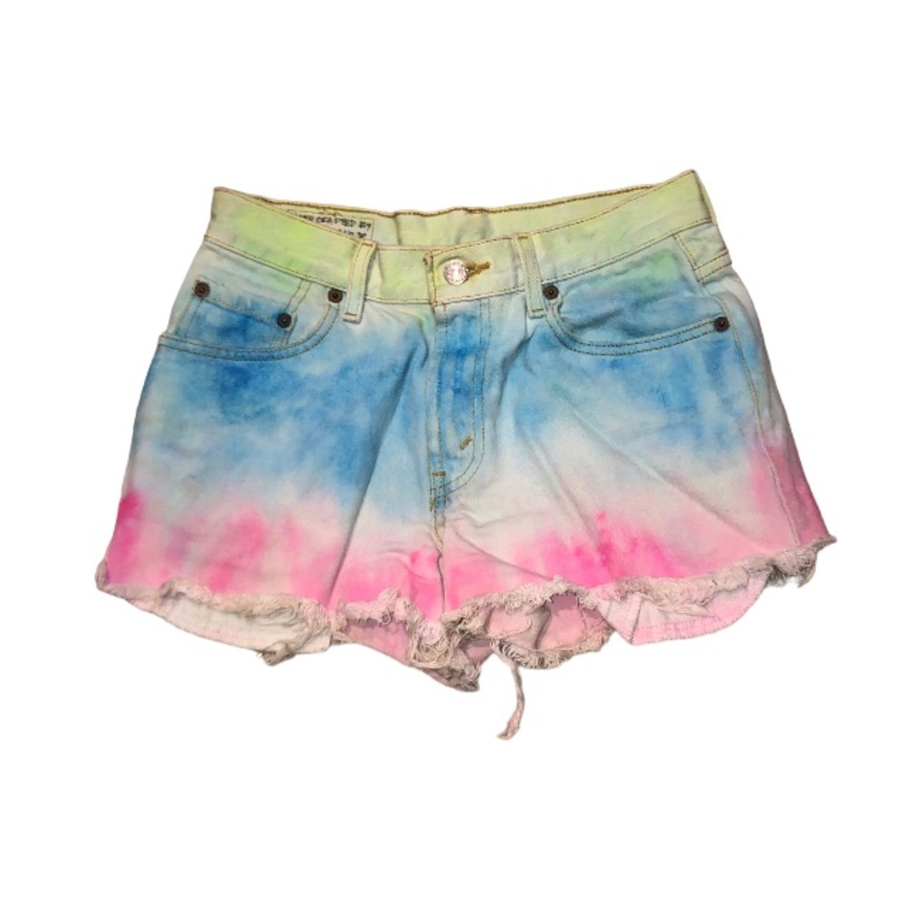 Girls Tie Dye Levi’s 550 Cutoff Denim Shorts EUC